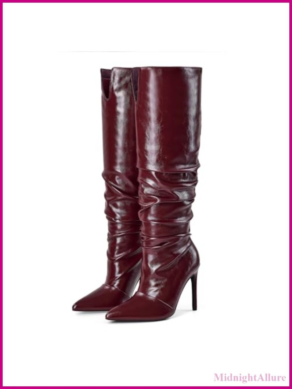 Women's Closed Toe Heeled Boot Pointed Toe Stiletto Slouchy Knee High Boots